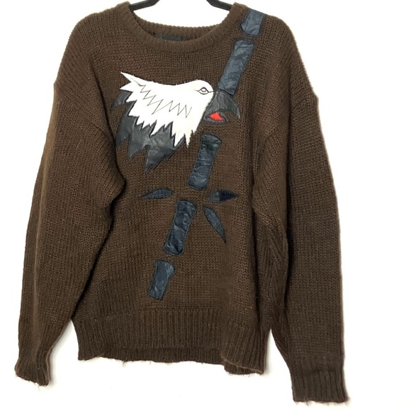 Vintage 80s Graphic Eagle‎ Sweater Large - Picture 1 of 4